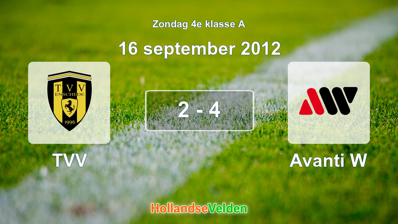 Gespeelde wedstrijd: TVV - Avanti W 2 - 4 (16 september 2012)