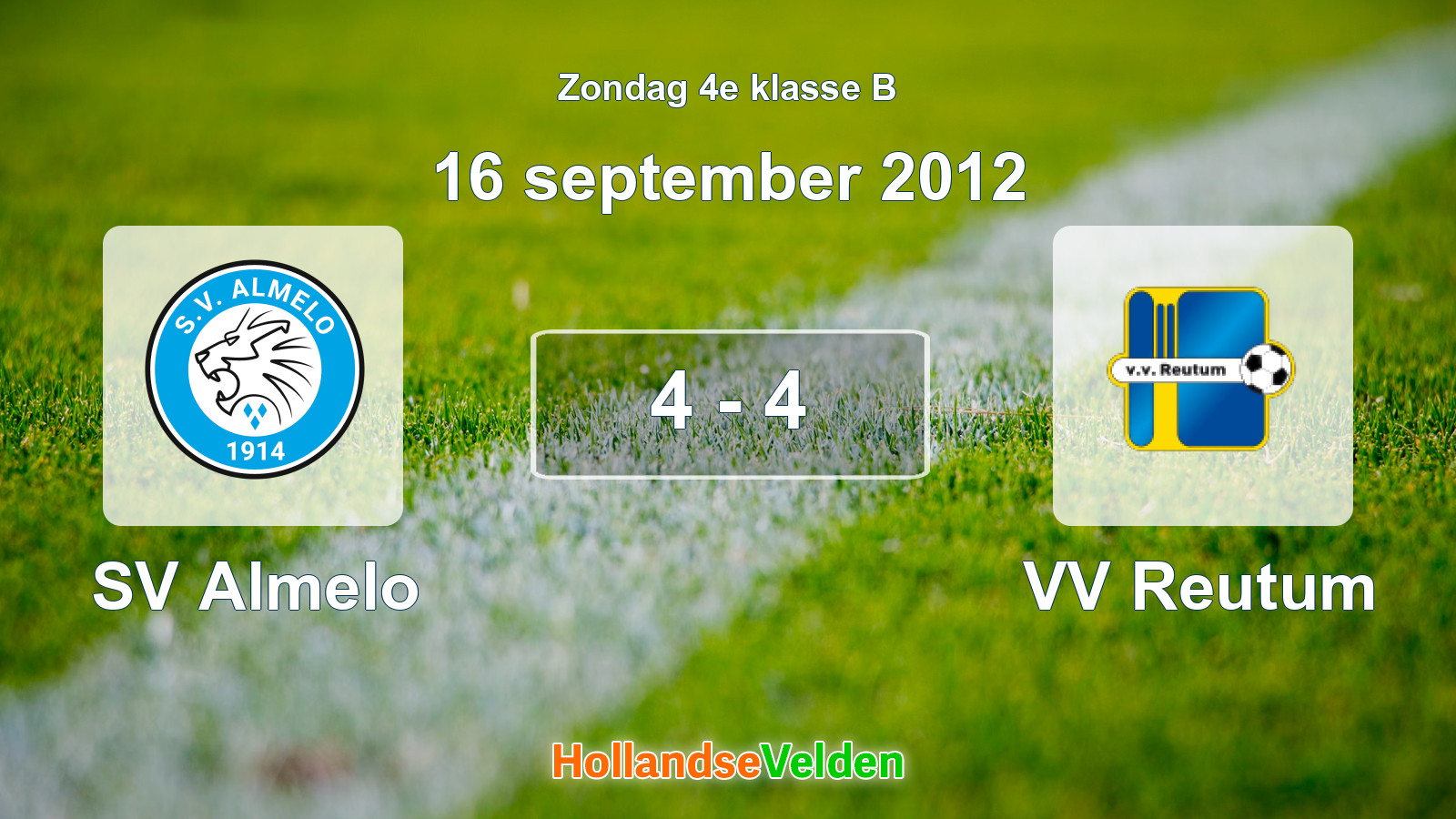 Gespeelde wedstrijd: SV Almelo - VV Reutum 4 - 4 (16 september 2012)