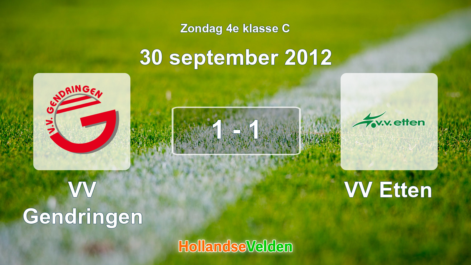 Gespeelde wedstrijd: VV Gendringen - VV Etten 1 - 1 (30 september 2012)