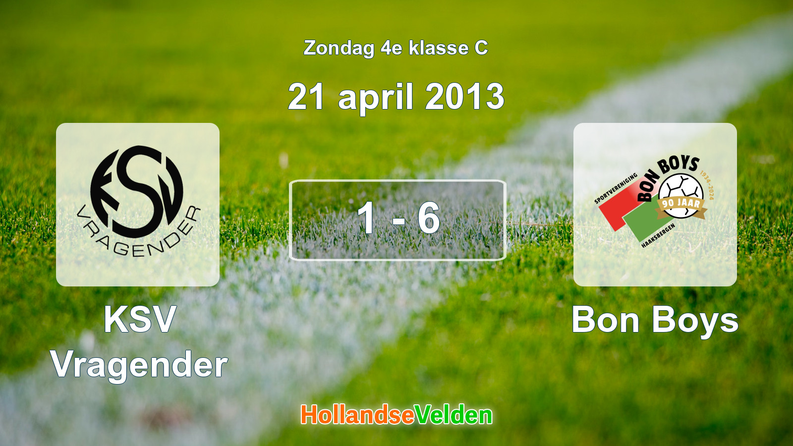 Gespeelde wedstrijd: KSV Vragender - Bon Boys 1 - 6 (21 april 2013)