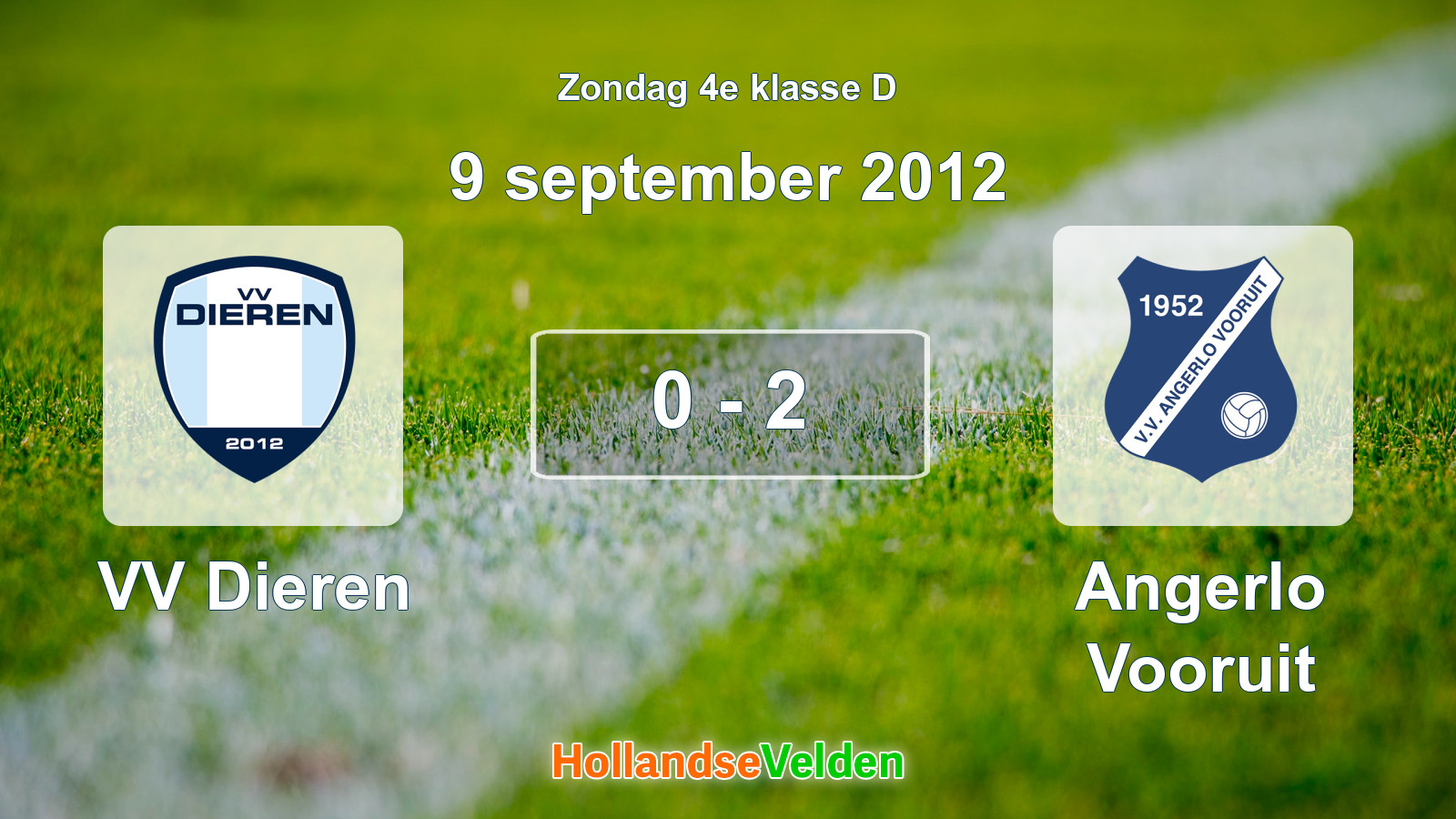 Gespeelde wedstrijd: VV Dieren - Angerlo Vooruit 0 - 2 (9 september 2012)