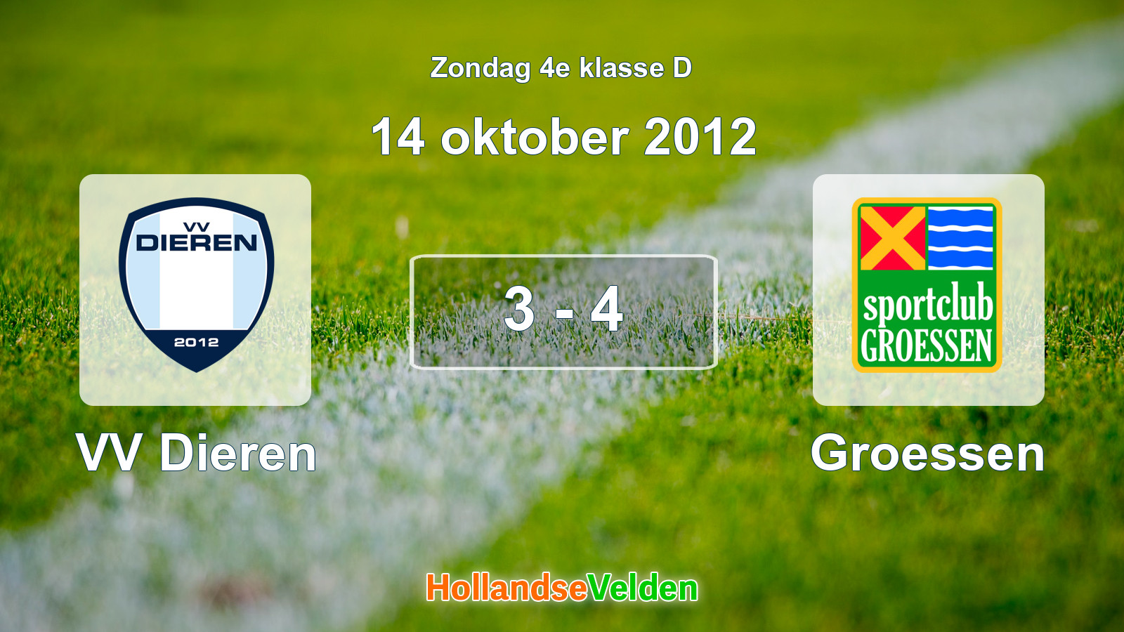 Gespeelde wedstrijd: VV Dieren - Groessen 3 - 4 (14 oktober 2012)