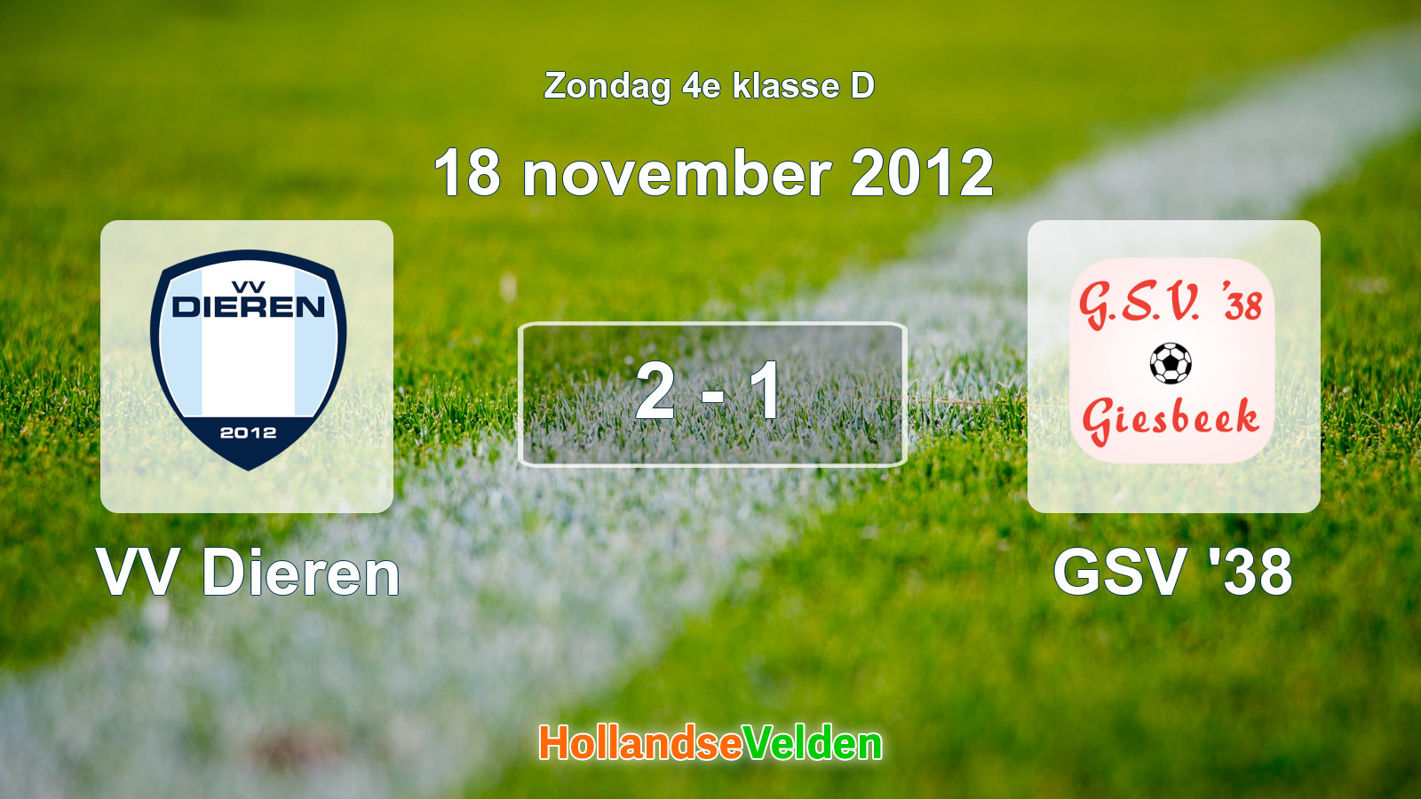 Gespeelde wedstrijd: VV Dieren - GSV '38 2 - 1 (18 november 2012)