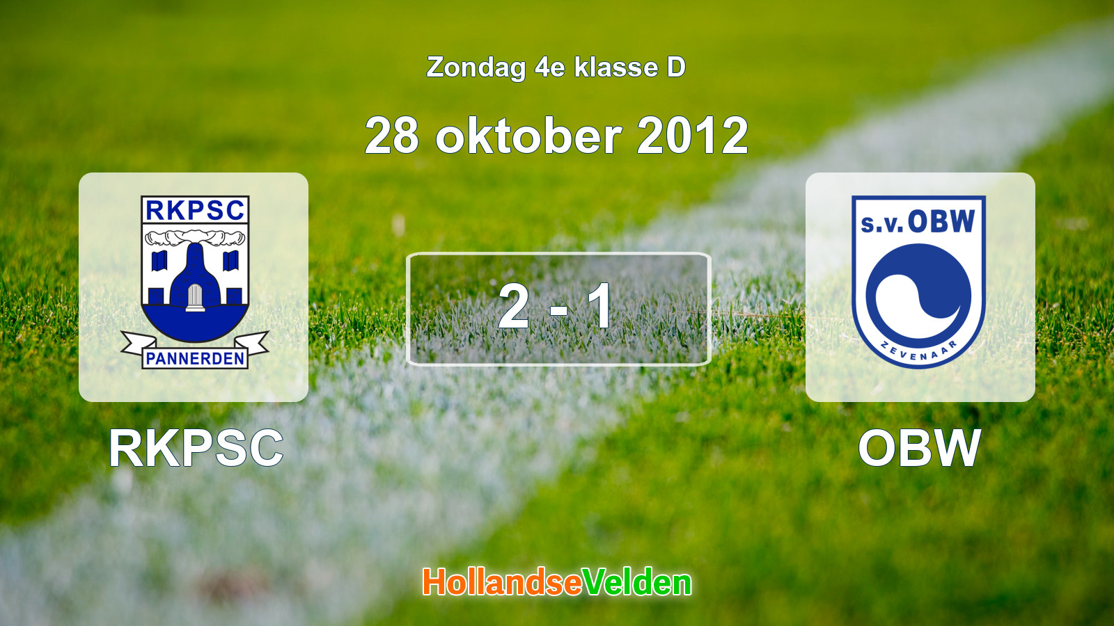 Gespeelde wedstrijd: RKPSC - OBW 2 - 1 (28 oktober 2012)