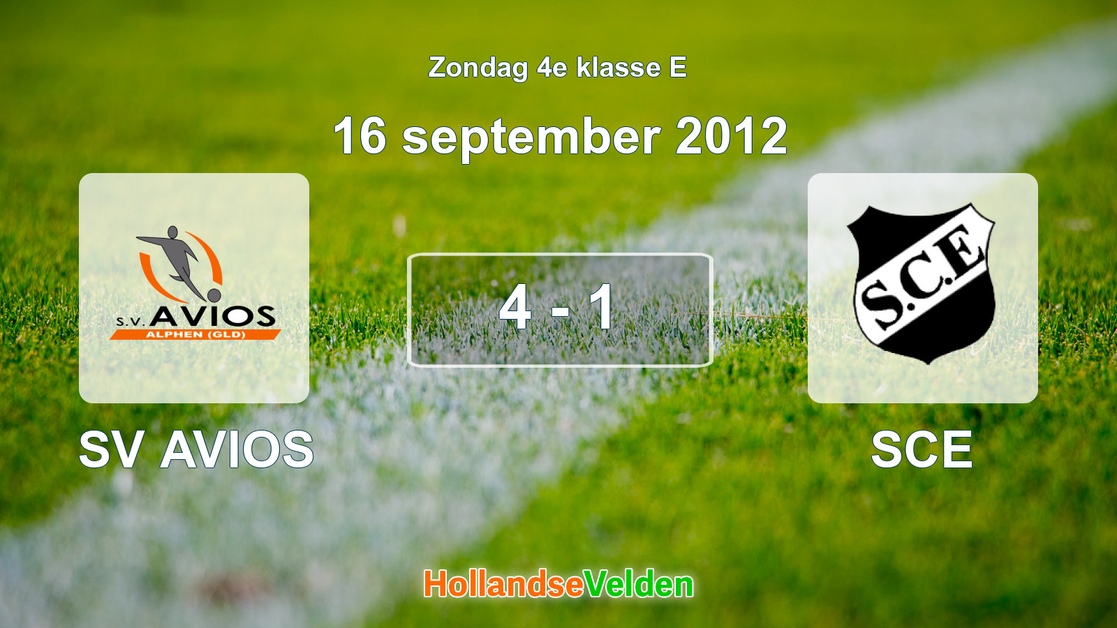 Gespeelde wedstrijd: SV AVIOS - SCE 4 - 1 (16 september 2012)