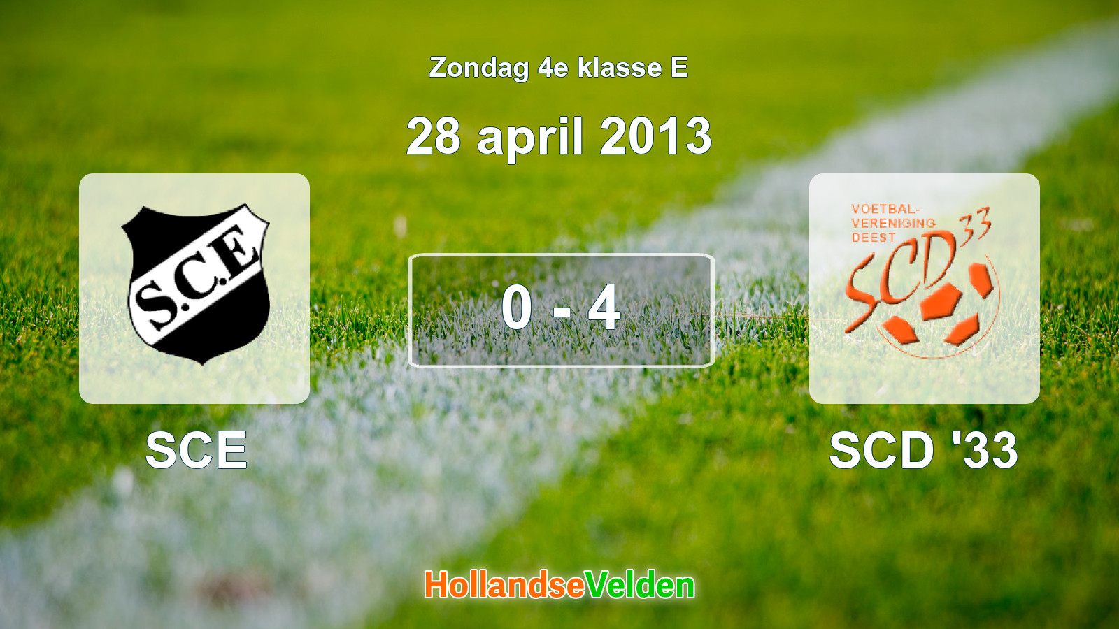 Gespeelde wedstrijd: SCE - SCD '33 0 - 4 (28 april 2013)