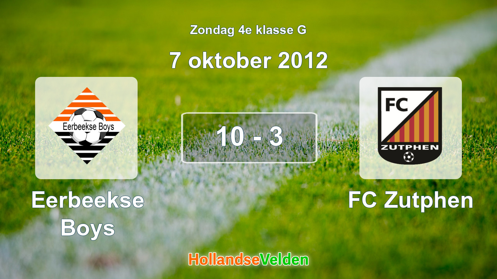 Gespeelde wedstrijd: Eerbeekse Boys - FC Zutphen 10 - 3 (7 oktober 2012)