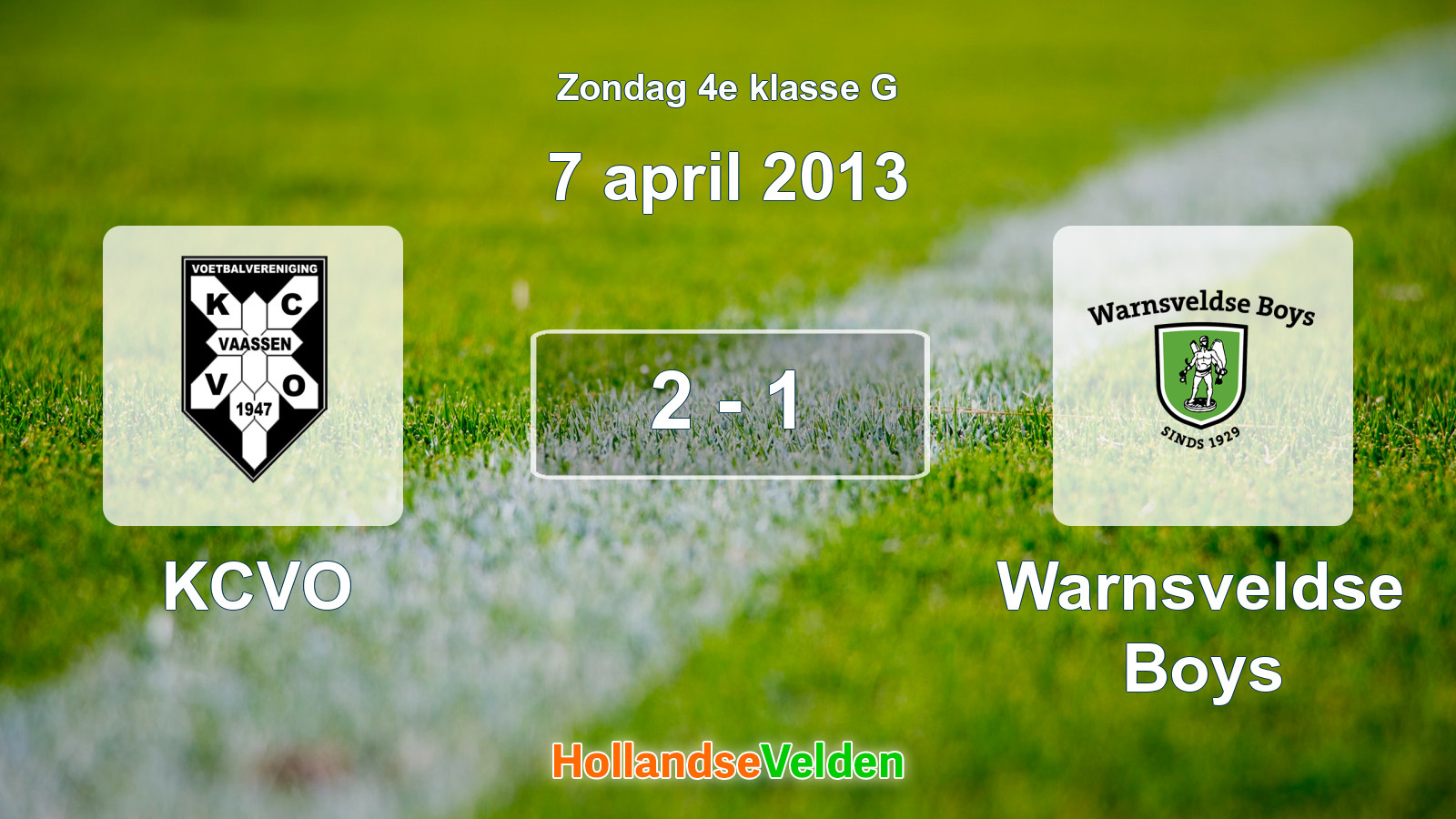 Gespeelde wedstrijd: KCVO - Warnsveldse Boys 2 - 1 (7 april 2013)