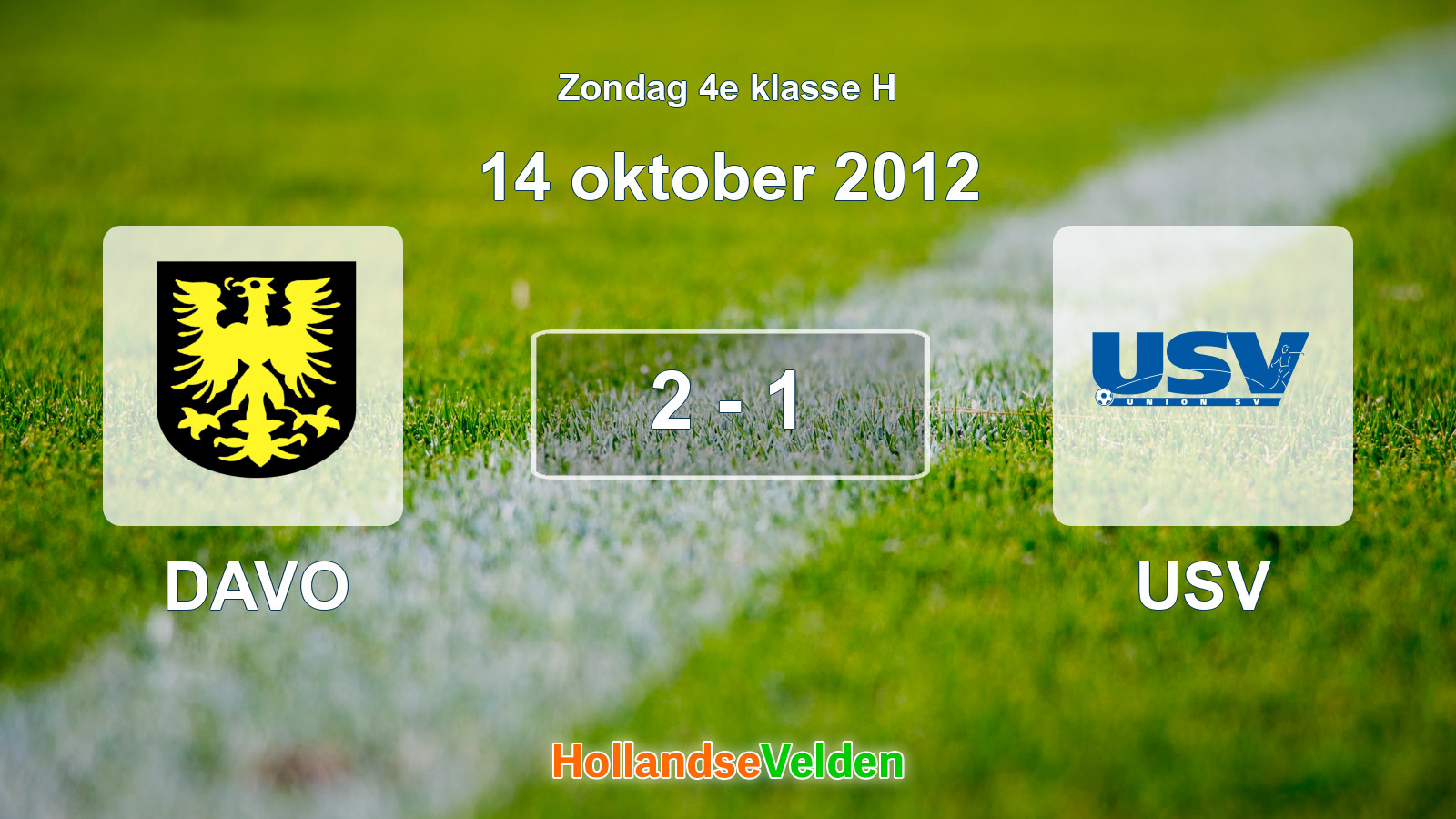 Gespeelde wedstrijd: DAVO - USV 2 - 1 (14 oktober 2012)