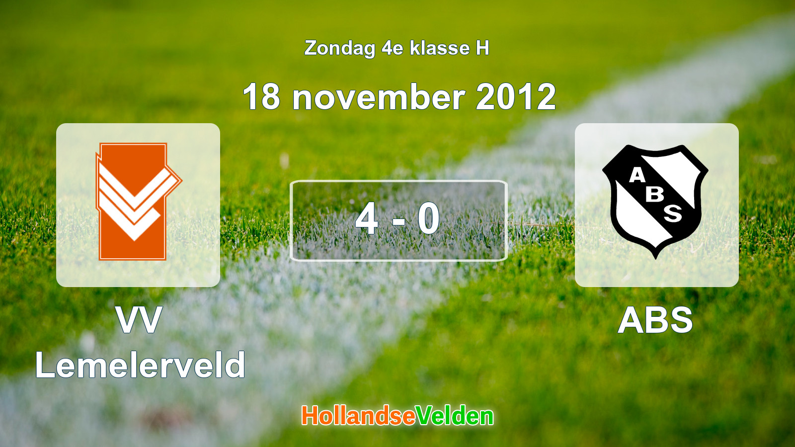 Gespeelde wedstrijd: VV Lemelerveld - ABS 4 - 0 (18 november 2012)