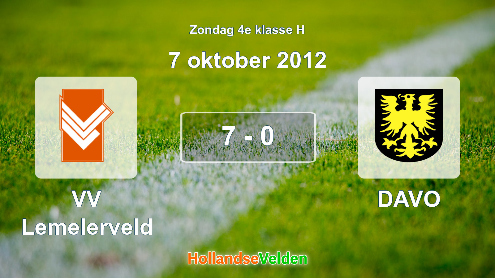 Gespeelde wedstrijd: VV Lemelerveld - DAVO 7 - 0 (7 oktober 2012)