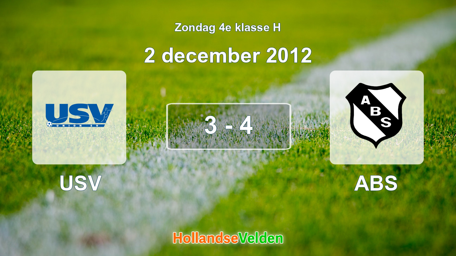 Gespeelde wedstrijd: USV - ABS 3 - 4 (2 december 2012)