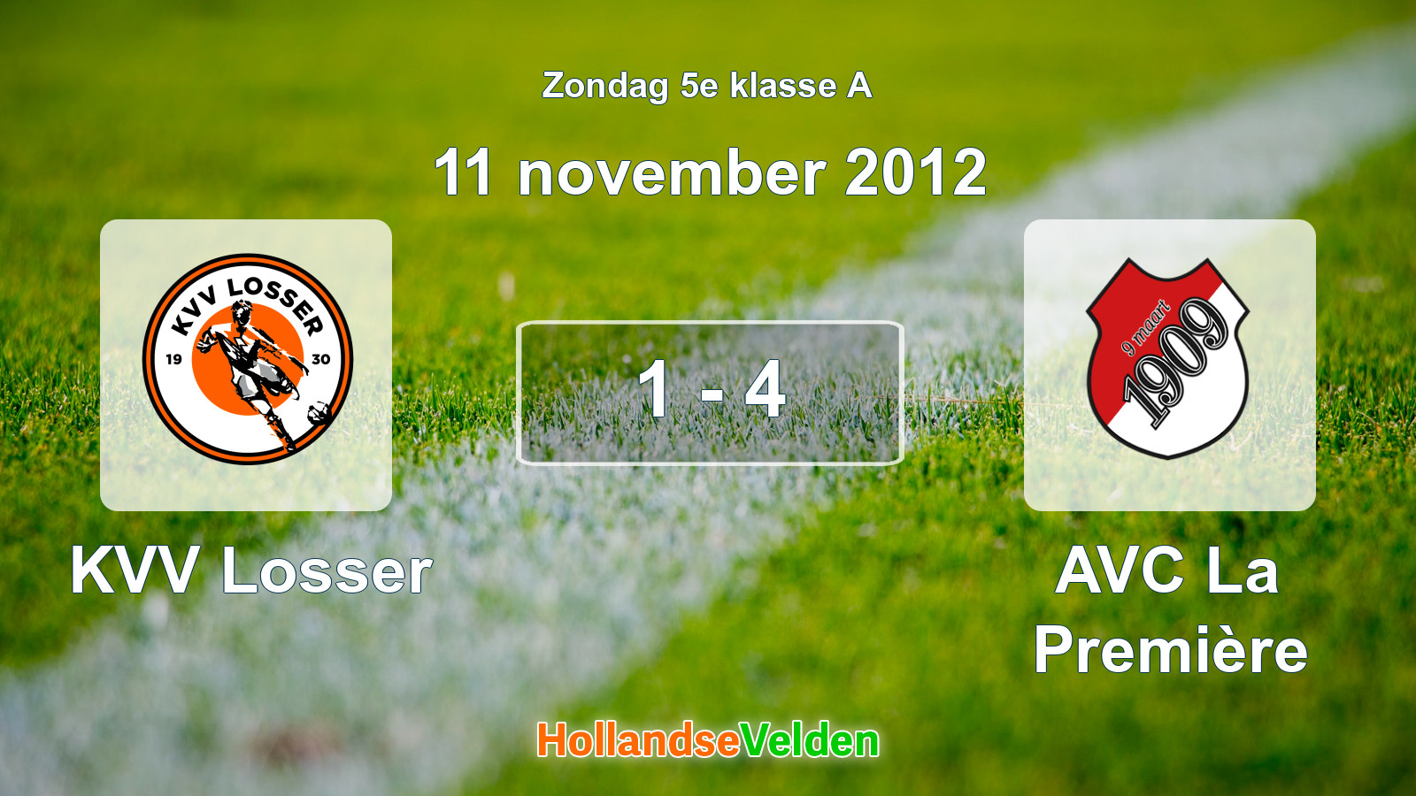 Gespeelde wedstrijd: KVV Losser - AVC La Première 1 - 4 (11 november 2012)