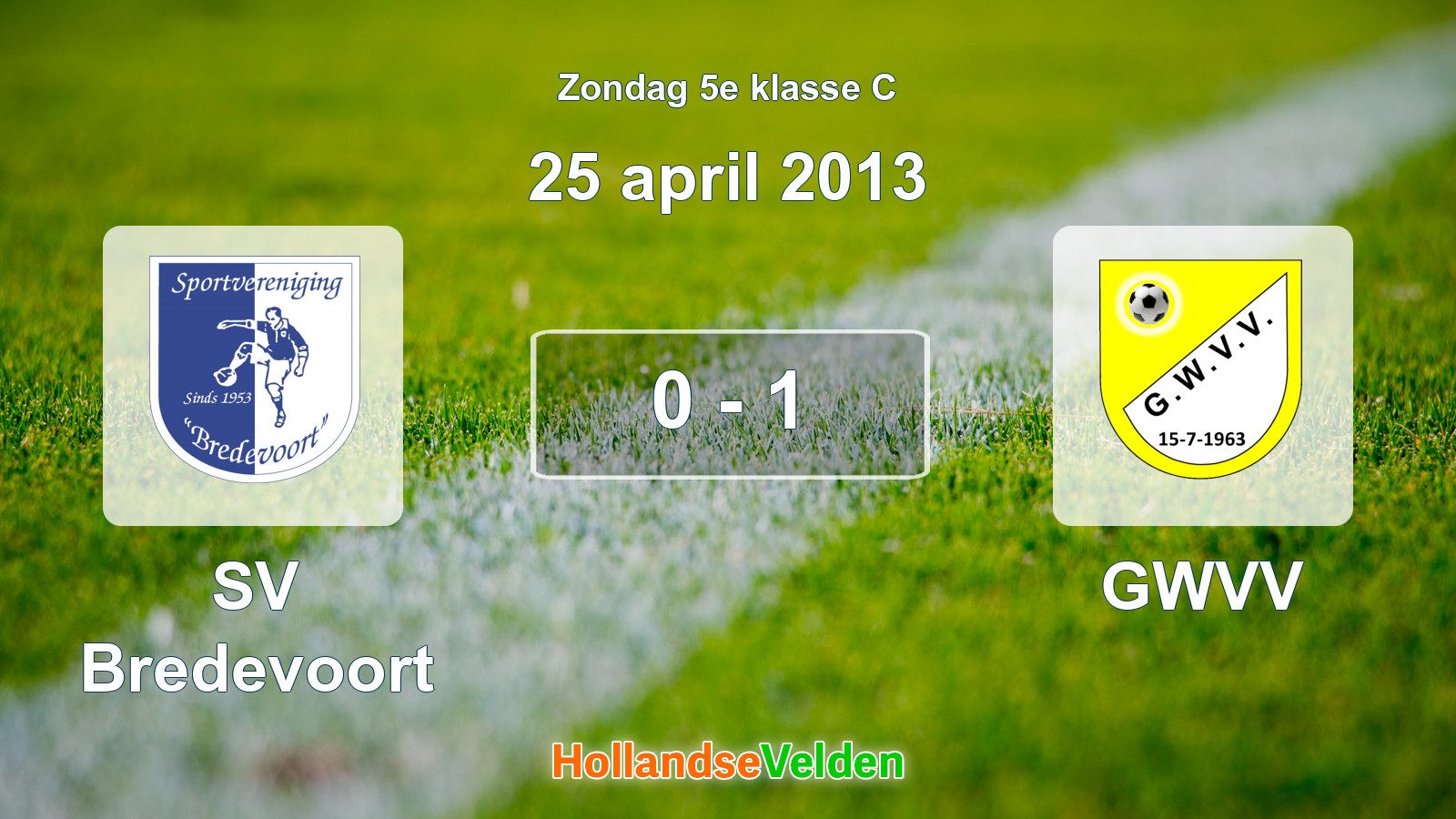 Gespeelde wedstrijd: SV Bredevoort - GWVV 0 - 1 (25 april 2013)