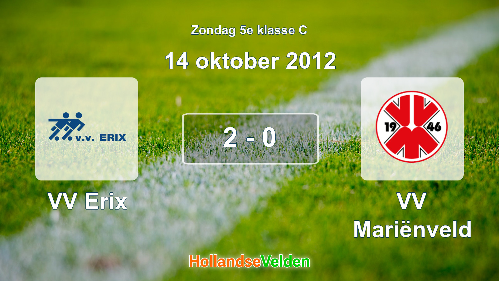 Gespeelde wedstrijd: VV Erix - VV Mariënveld 2 - 0 (14 oktober 2012)