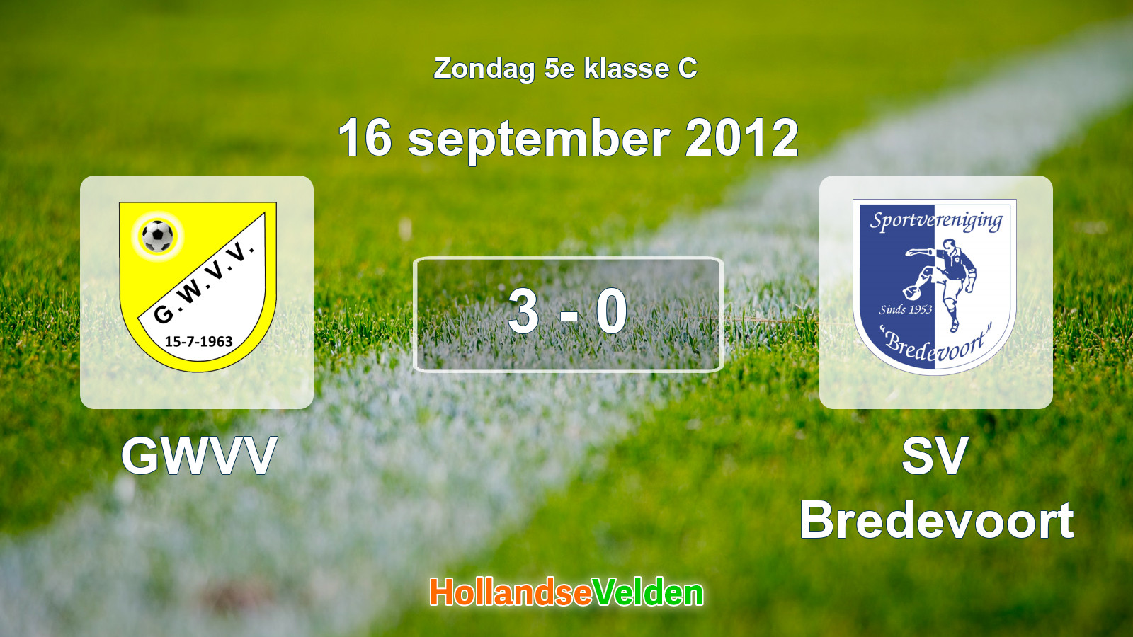 Gespeelde wedstrijd: GWVV - SV Bredevoort 3 - 0 (16 september 2012)