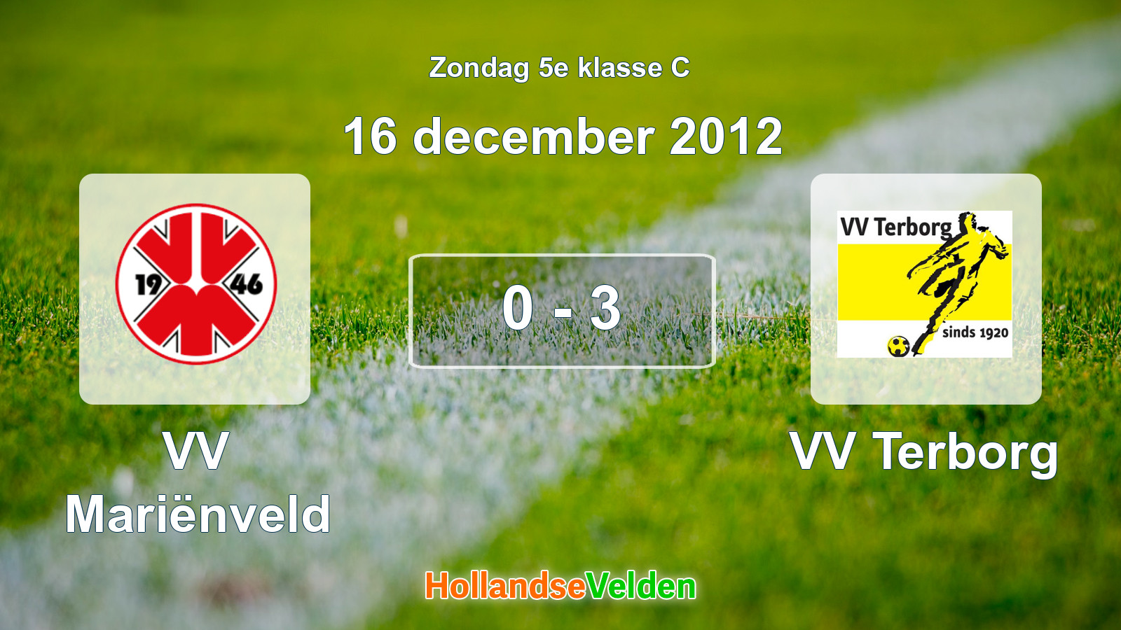 Gespeelde wedstrijd: VV Mariënveld - VV Terborg 0 - 3 (16 december 2012)