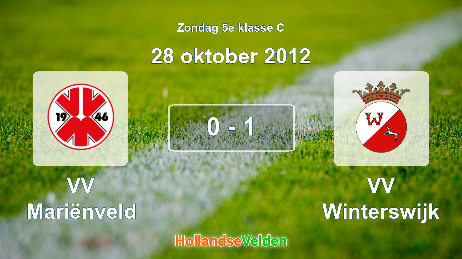 Gespeelde wedstrijd: VV Mariënveld - VV Winterswijk 0 - 1 (28 oktober 2012)