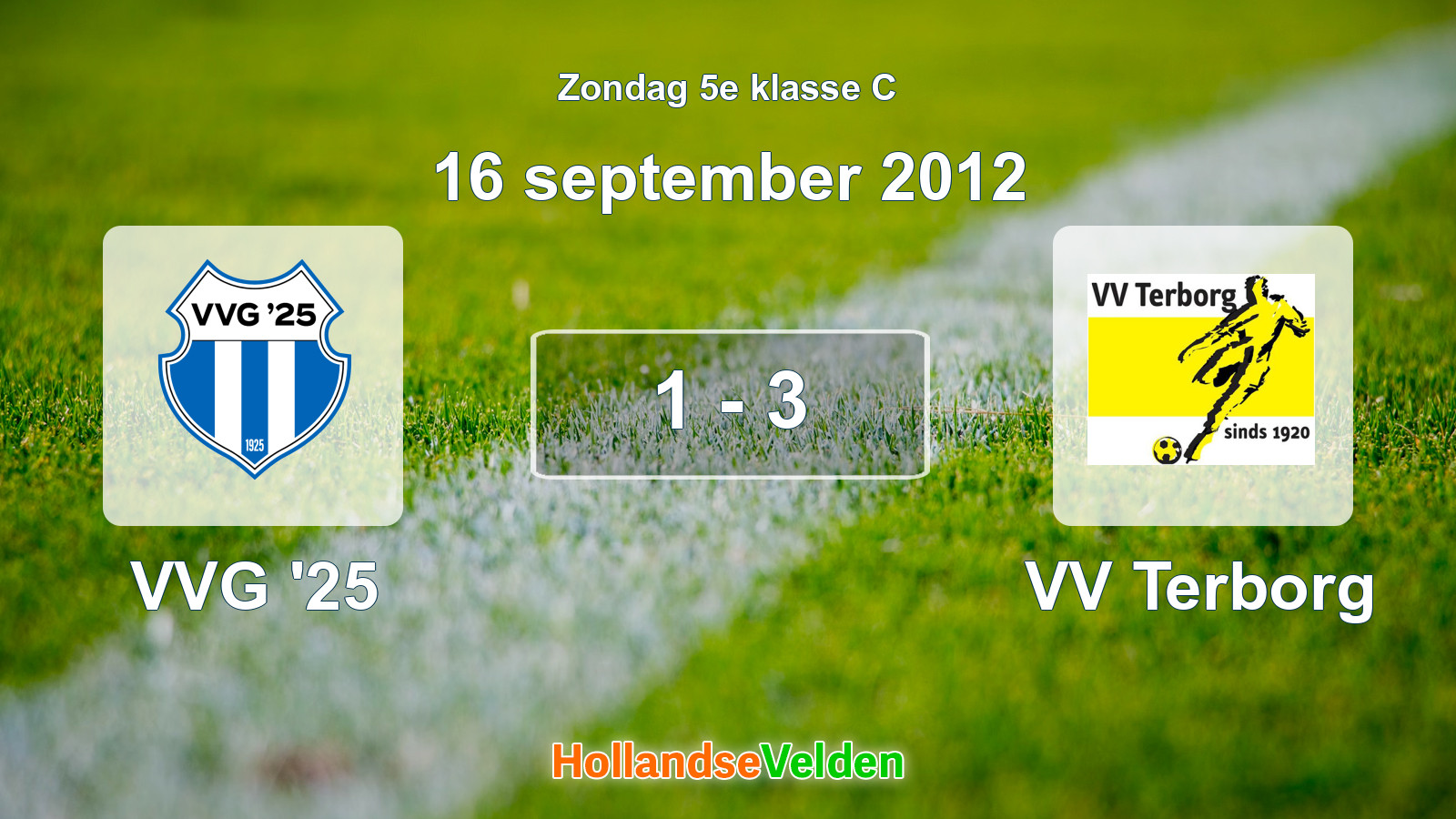 Gespeelde wedstrijd: VVG '25 - VV Terborg 1 - 3 (16 september 2012)