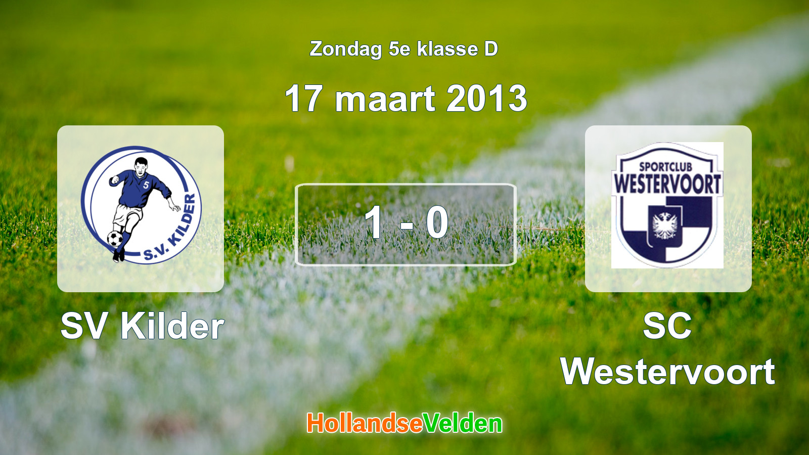 Gespeelde wedstrijd: SV Kilder - SC Westervoort 1 - 0 (17 maart 2013)