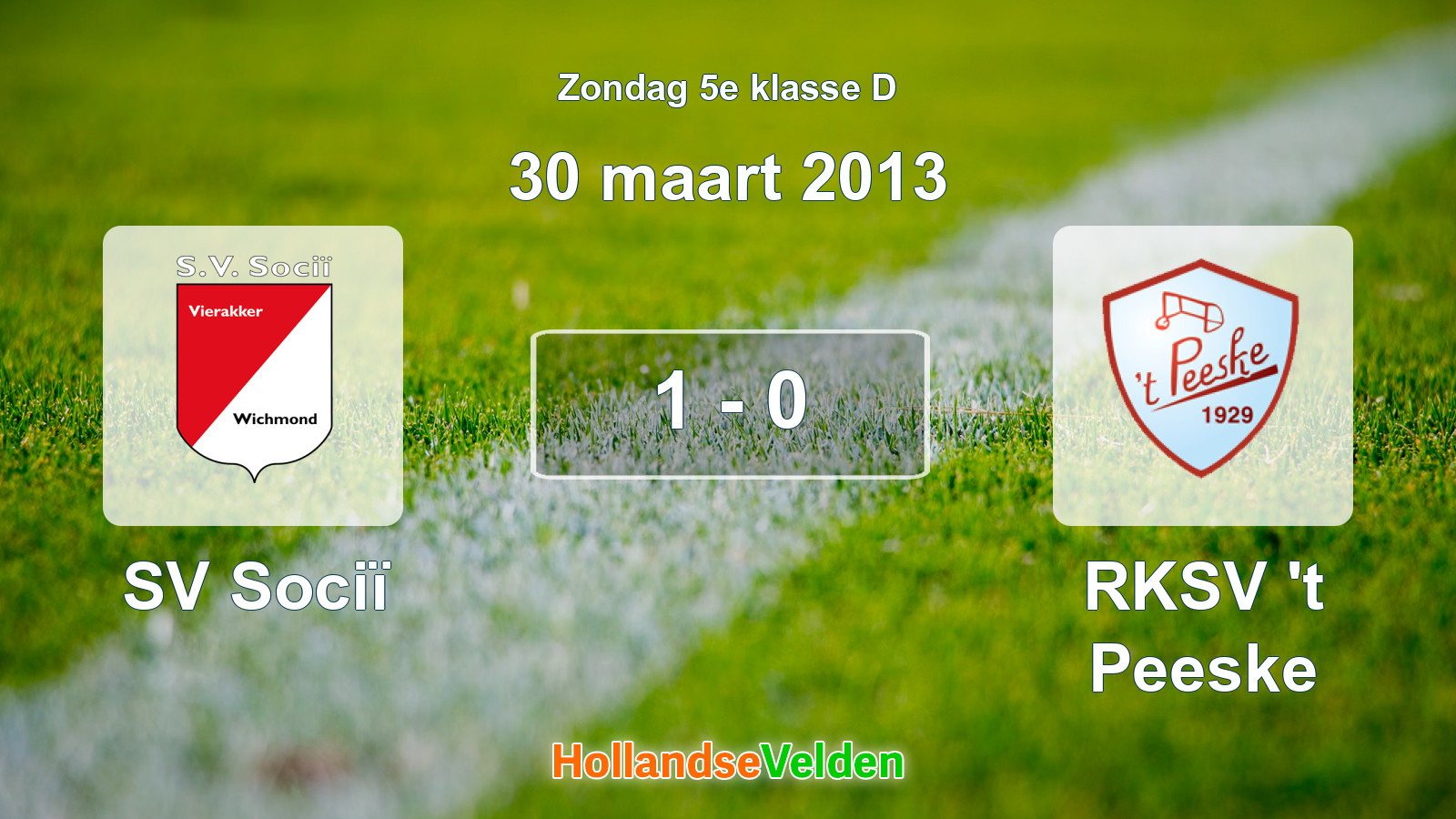 Gespeelde wedstrijd: SV Sociï - RKSV 't Peeske 1 - 0 (30 maart 2013)