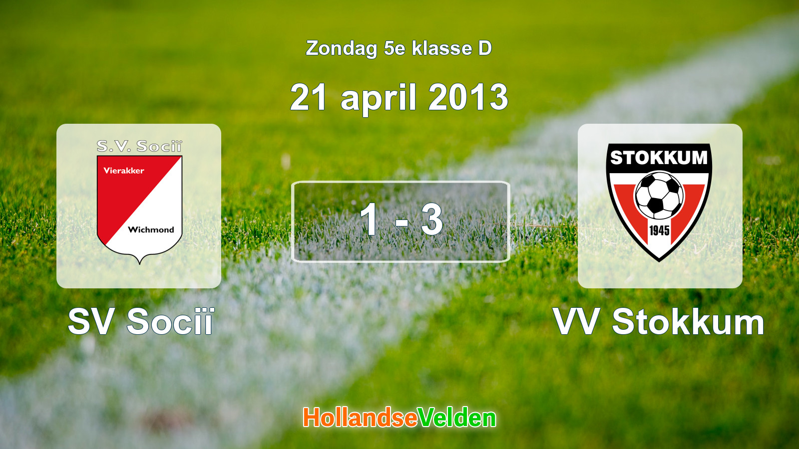 Gespeelde wedstrijd: SV Sociï - VV Stokkum 1 - 3 (21 april 2013)