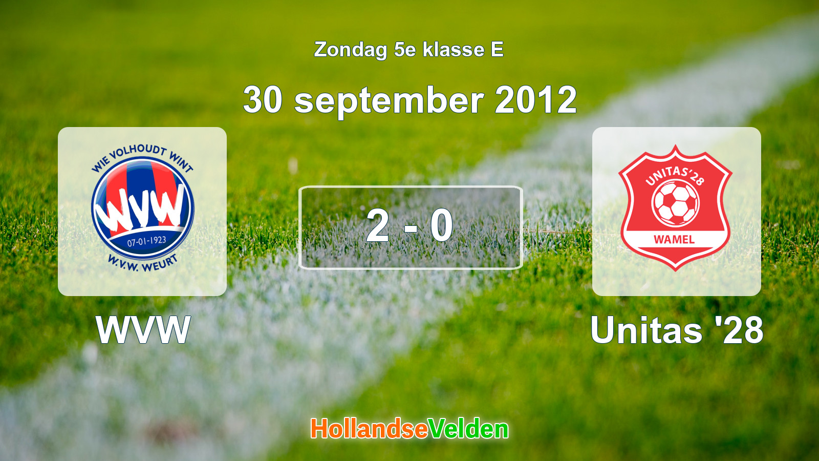 Gespeelde wedstrijd: WVW - Unitas '28 2 - 0 (30 september 2012)
