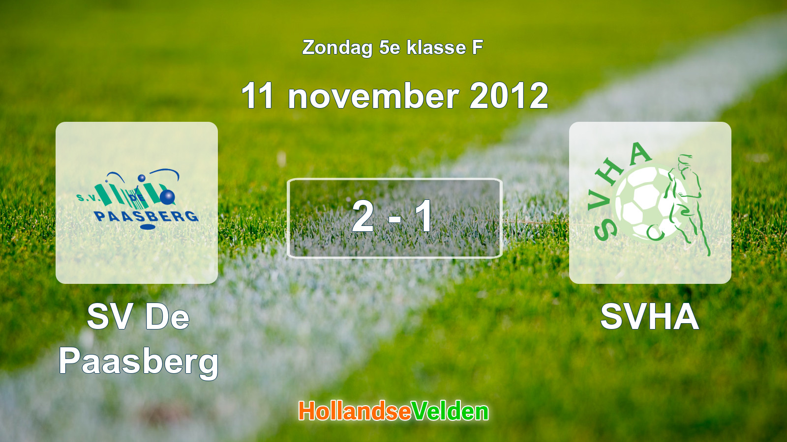 Gespeelde wedstrijd: SV De Paasberg - SVHA 2 - 1 (11 november 2012)