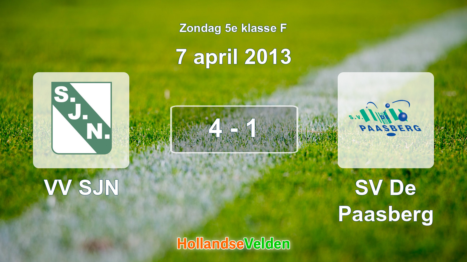 Gespeelde wedstrijd: VV SJN - SV De Paasberg 4 - 1 (7 april 2013)