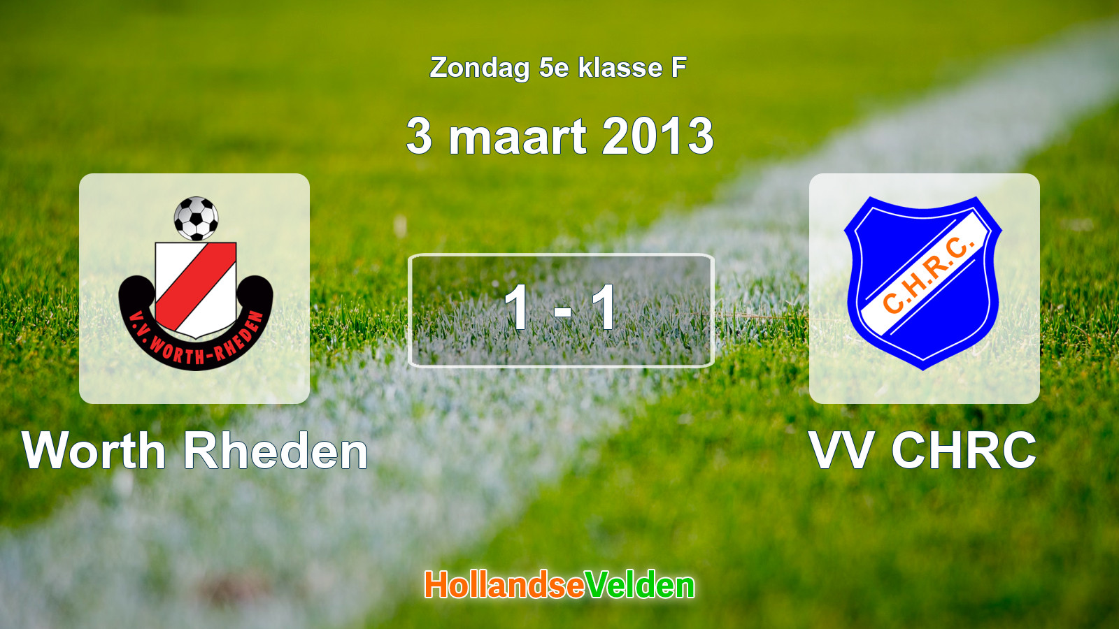 Gespeelde wedstrijd: Worth Rheden - VV CHRC 1 - 1 (3 maart 2013)