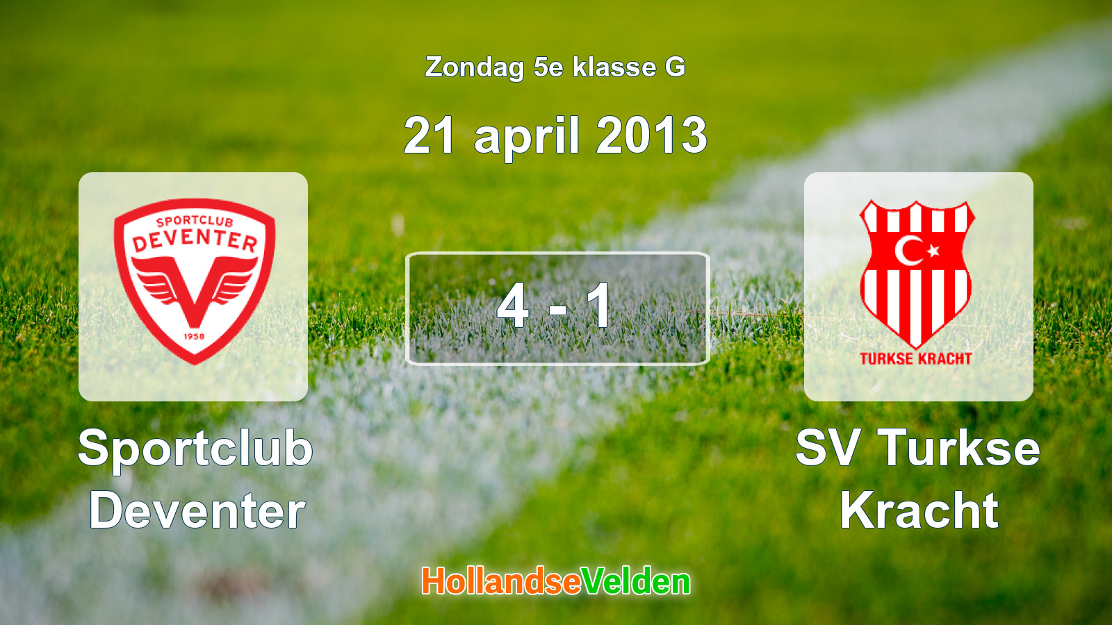 Gespeelde wedstrijd: Sportclub Deventer - SV Turkse Kracht 4 - 1 (21 april 2013)