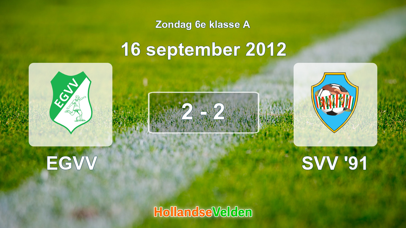 Gespeelde wedstrijd: EGVV - SVV '91 2 - 2 (16 september 2012)