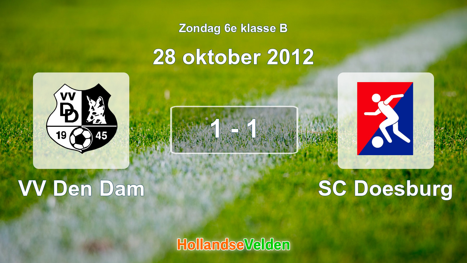 Gespeelde wedstrijd: VV Den Dam - SC Doesburg 1 - 1 (28 oktober 2012)