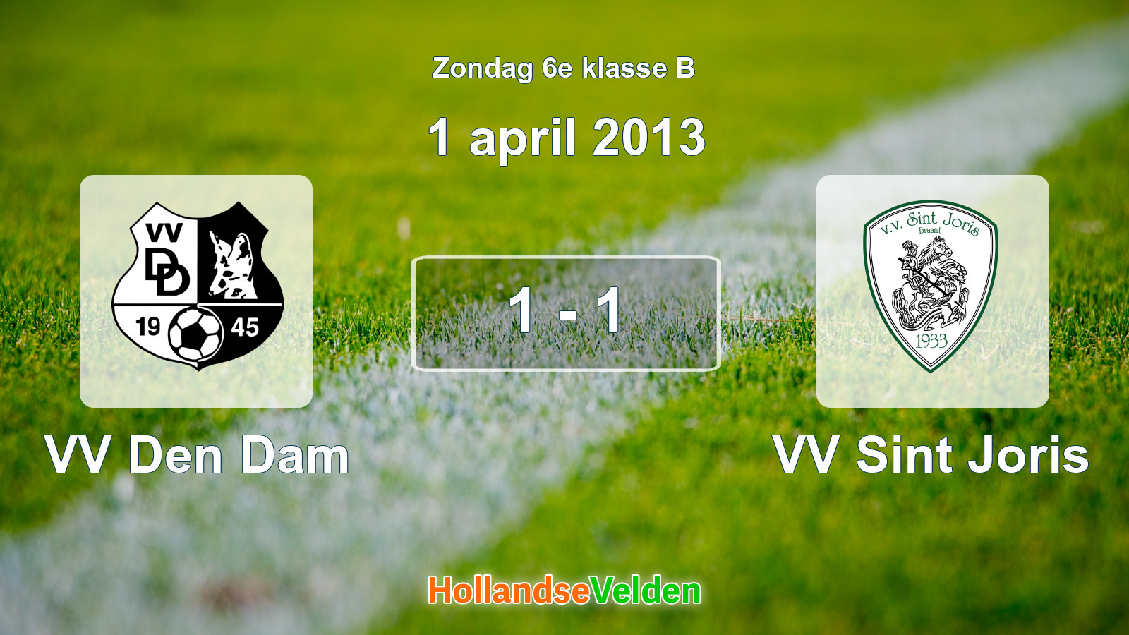 Gespeelde wedstrijd: VV Den Dam - VV Sint Joris 1 - 1 (1 april 2013)