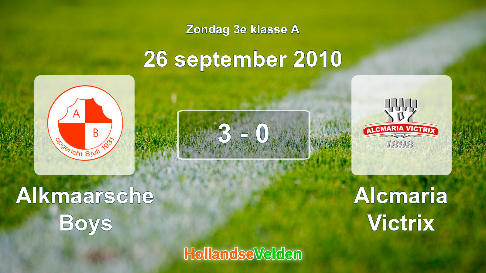 Gespeelde wedstrijd: Alkmaarsche Boys - Alcmaria Victrix 3 - 0 (26 september 2010)
