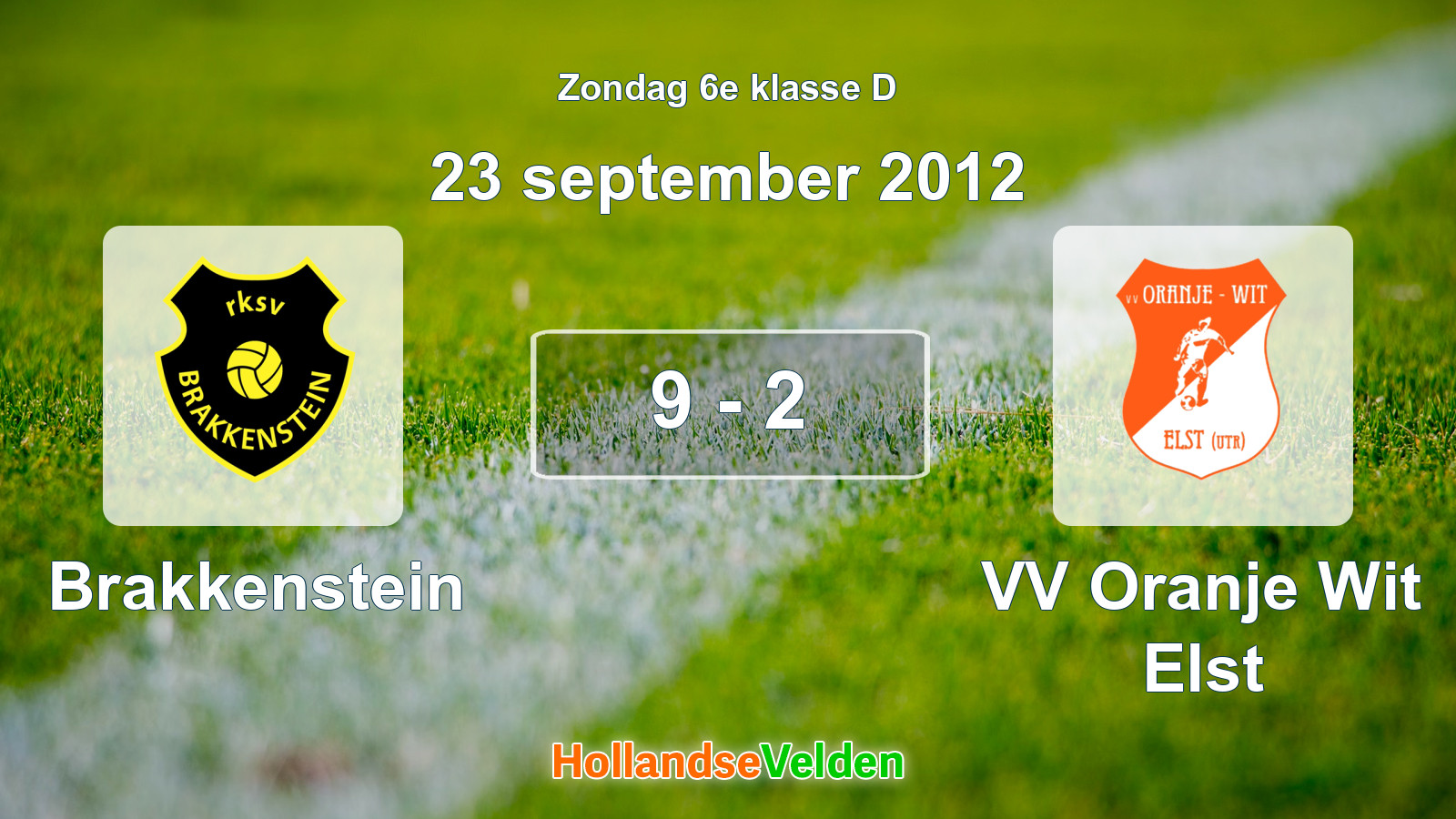 Gespeelde wedstrijd: Brakkenstein - VV Oranje Wit Elst 9 - 2 (23 september 2012)