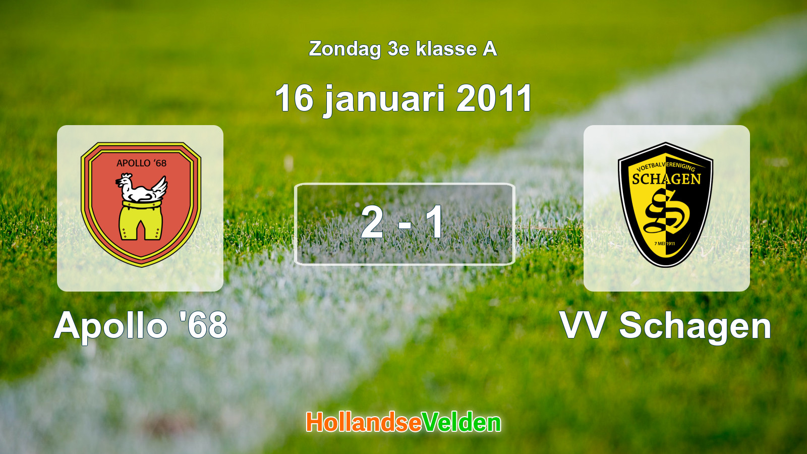 Gespeelde wedstrijd: Apollo '68 - VV Schagen 2 - 1 (16 januari 2011)