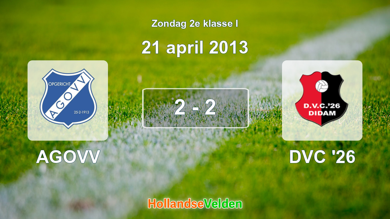 Gespeelde wedstrijd: AGOVV - DVC '26 2 - 2 (21 april 2013)