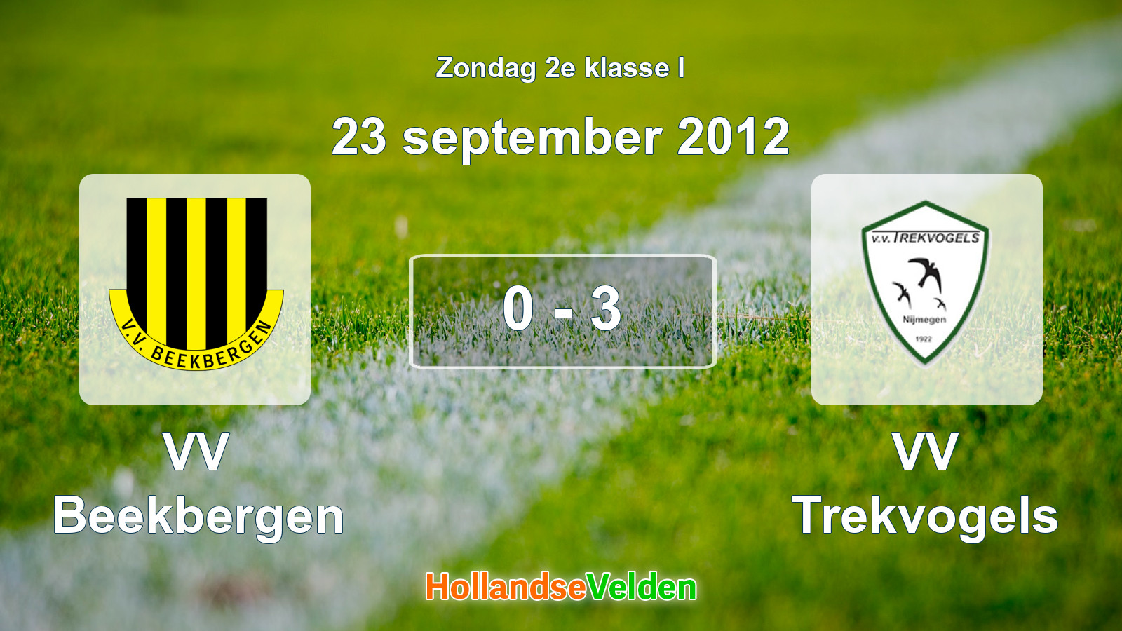Gespeelde wedstrijd: VV Beekbergen - VV Trekvogels 0 - 3 (23 september 2012)