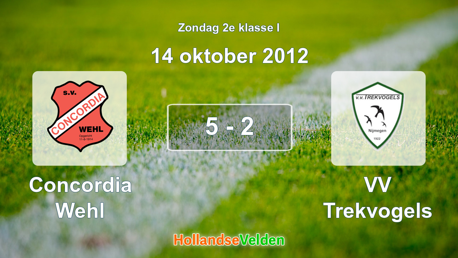 Gespeelde wedstrijd: Concordia Wehl - VV Trekvogels 5 - 2 (14 oktober 2012)