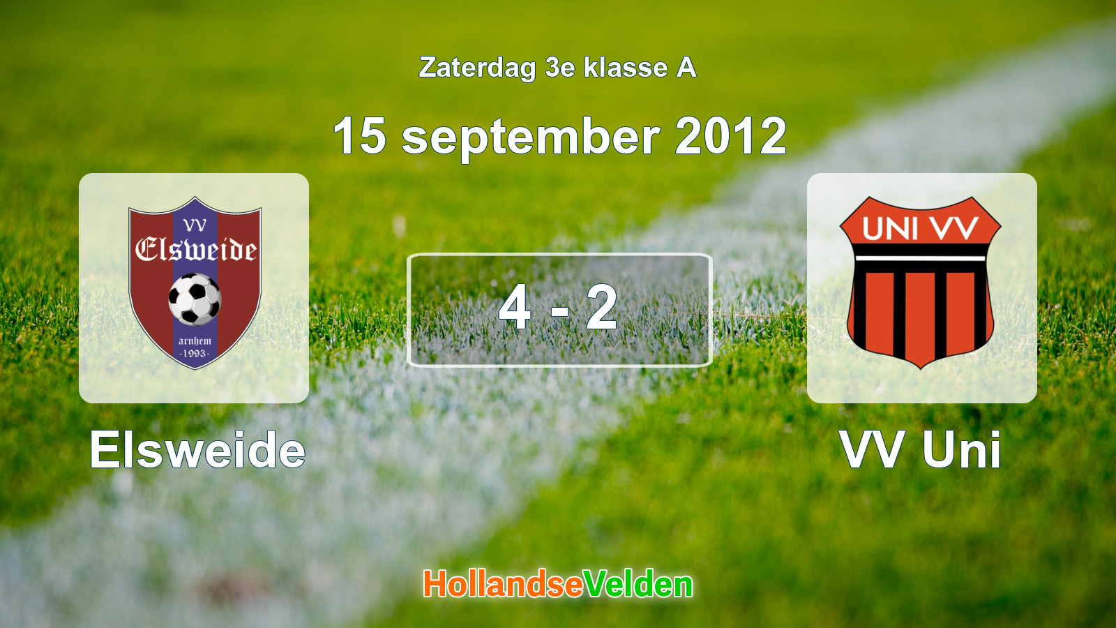 Gespeelde wedstrijd: Elsweide - VV Uni 4 - 2 (15 september 2012)