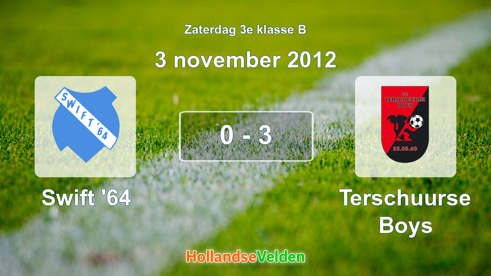Gespeelde wedstrijd: Swift '64 - Terschuurse Boys 0 - 3 (3 november 2012)
