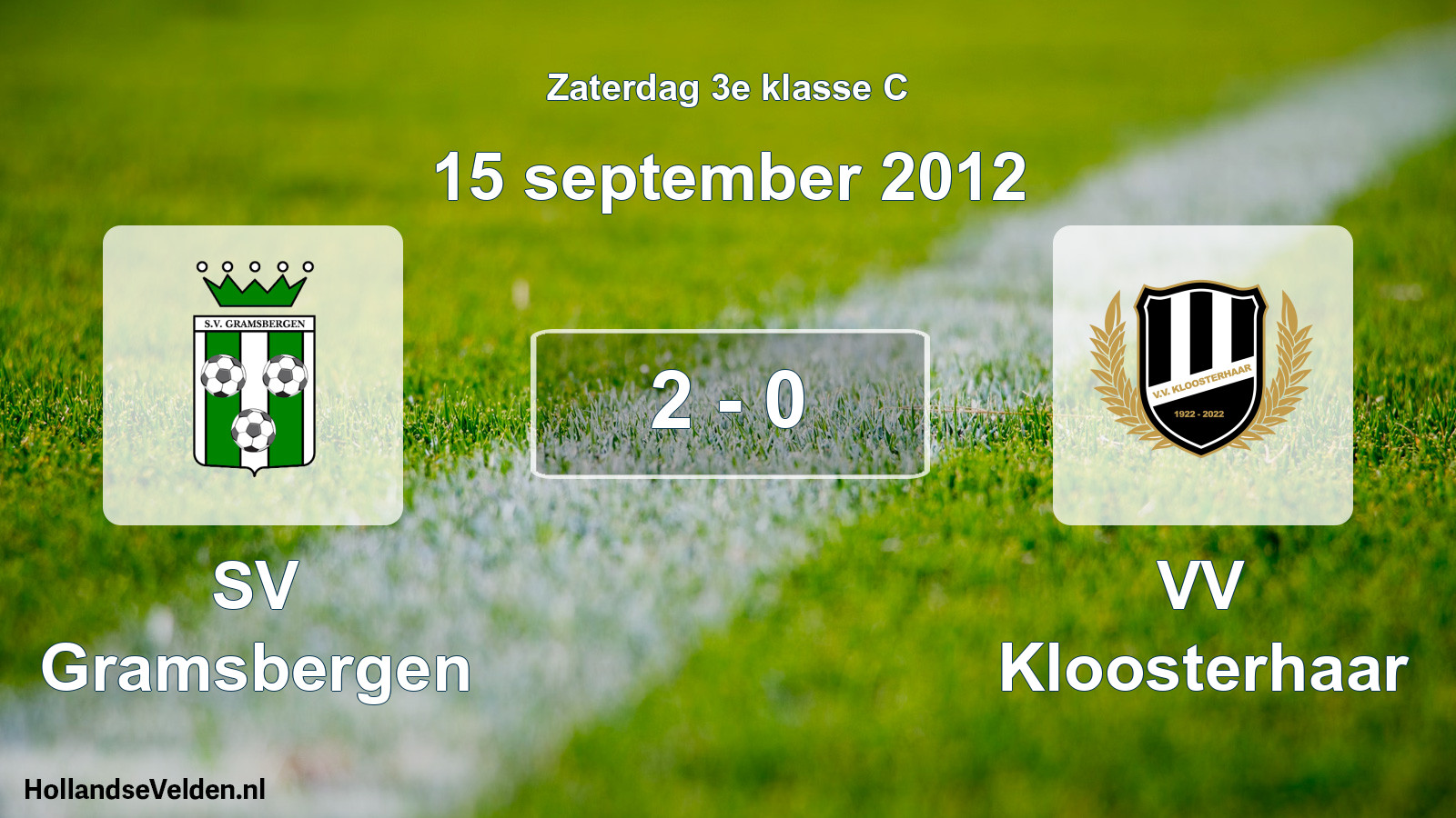 Gespeelde wedstrijd: SV Gramsbergen - VV Kloosterhaar 2 - 0 (15 september 2012)