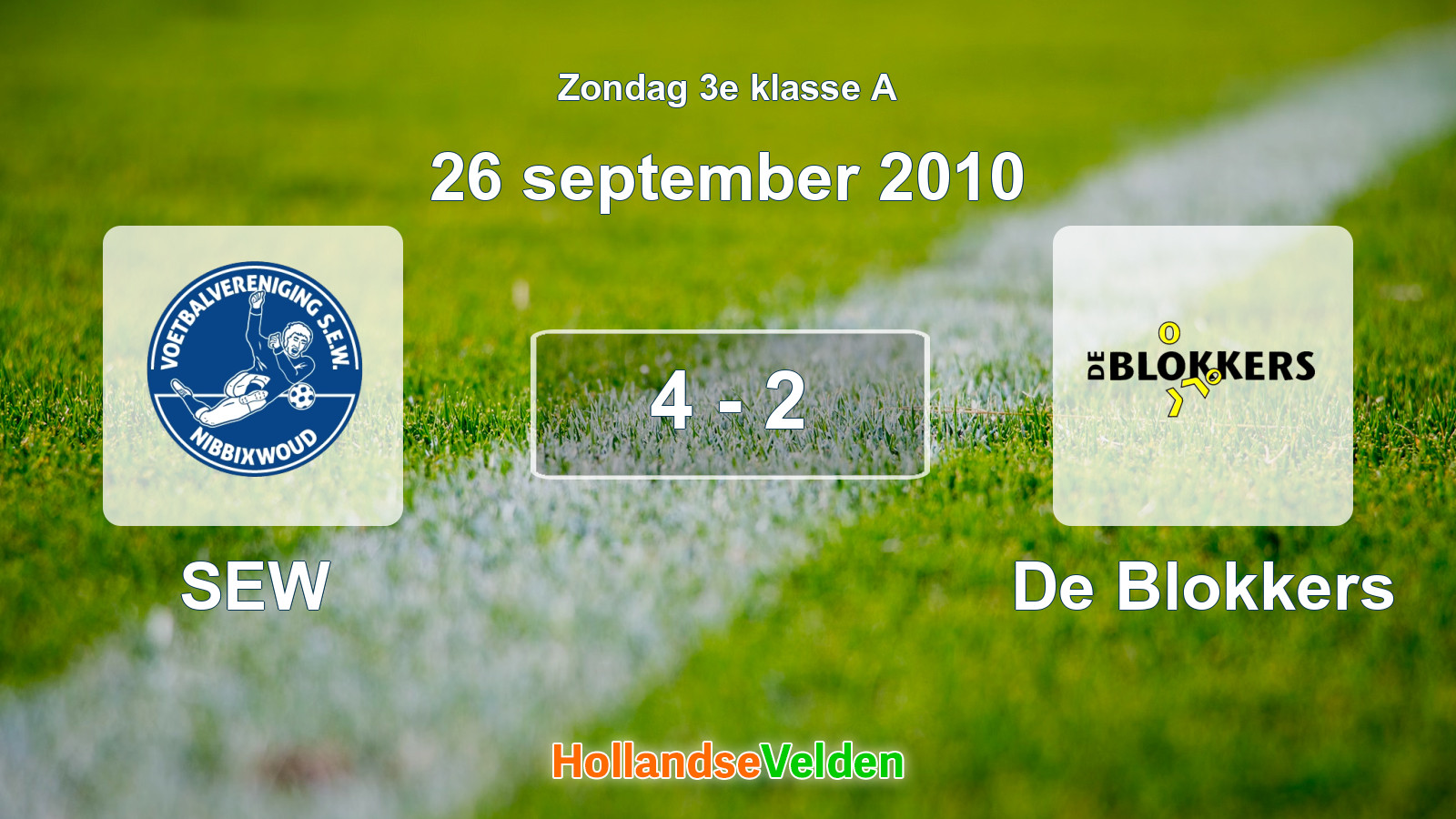 Gespeelde wedstrijd: SEW - De Blokkers 4 - 2 (26 september 2010)