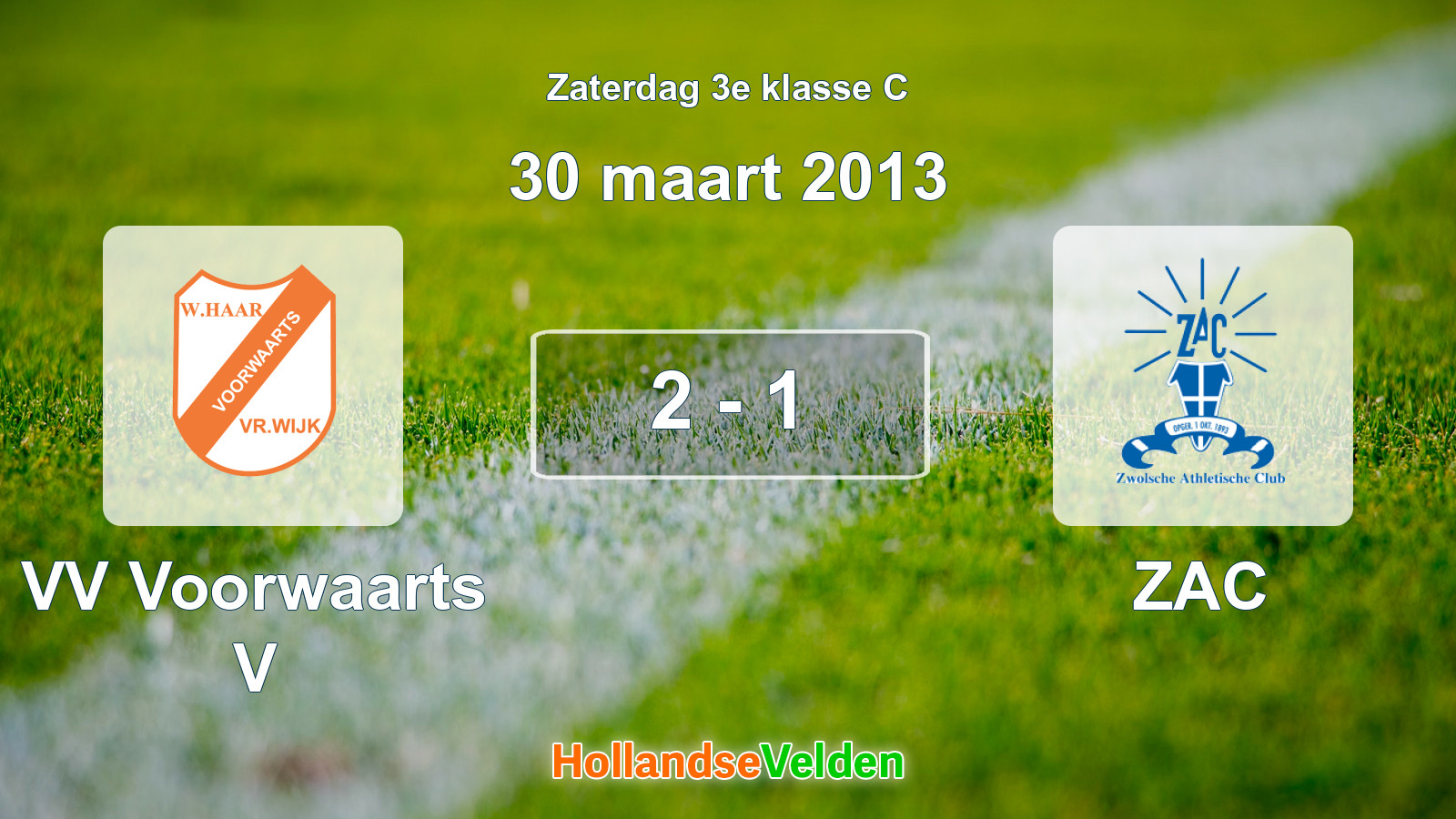 Gespeelde wedstrijd: VV Voorwaarts V - ZAC 2 - 1 (30 maart 2013)