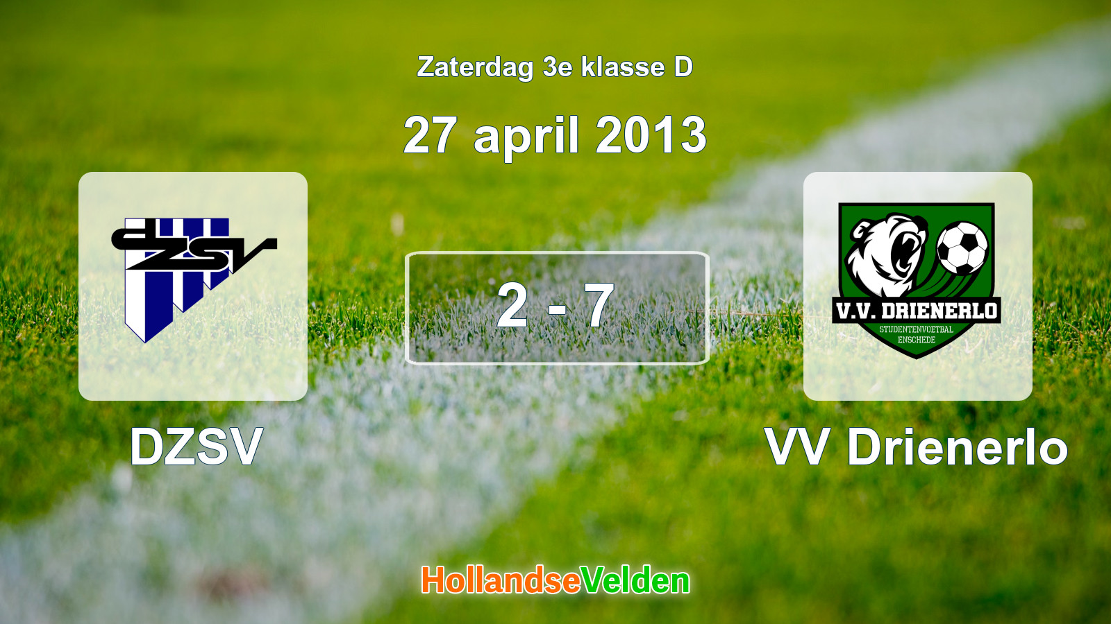 Gespeelde wedstrijd: DZSV - VV Drienerlo 2 - 7 (27 april 2013)