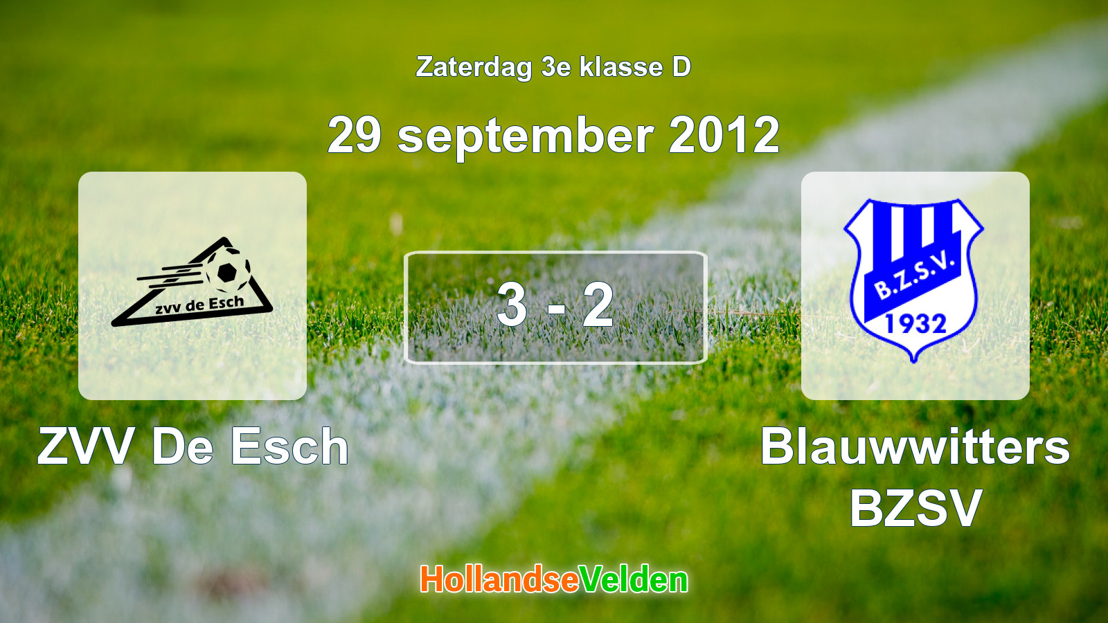 Gespeelde wedstrijd: ZVV De Esch - Blauwwitters BZSV 3 - 2 (29 september 2012)