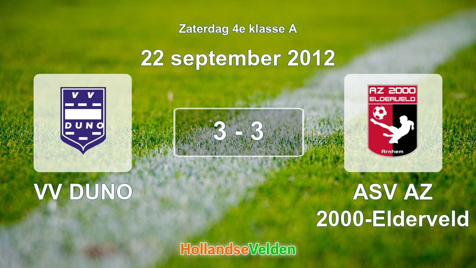 Gespeelde wedstrijd: VV DUNO - ASV AZ 2000-Elderveld 3 - 3 (22 september 2012)