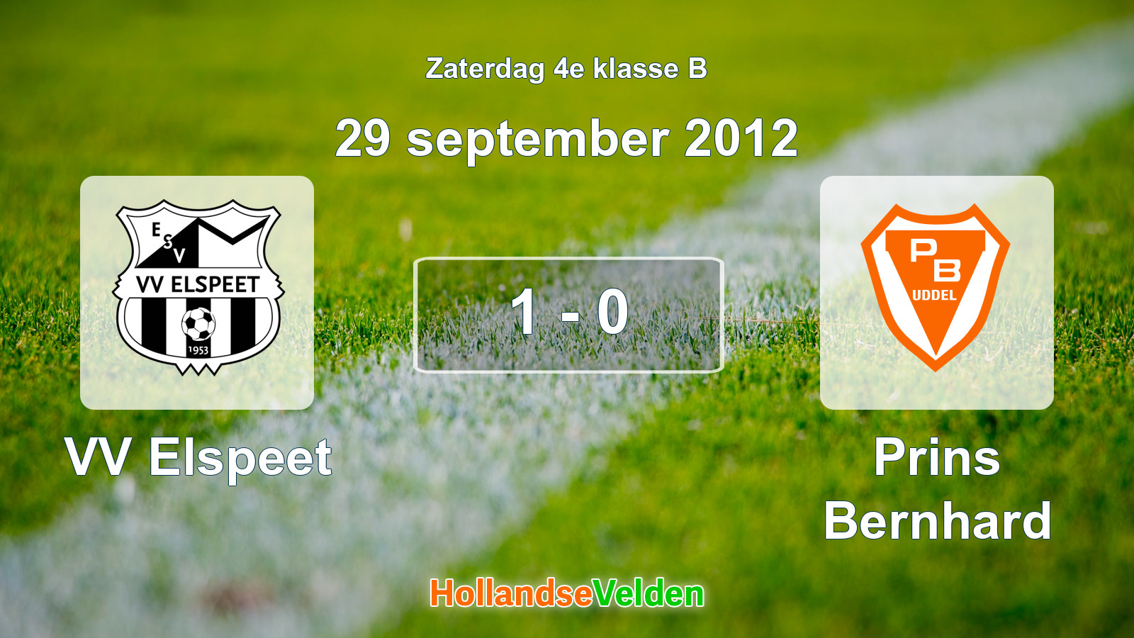 Gespeelde wedstrijd: VV Elspeet - Prins Bernhard 1 - 0 (29 september 2012)