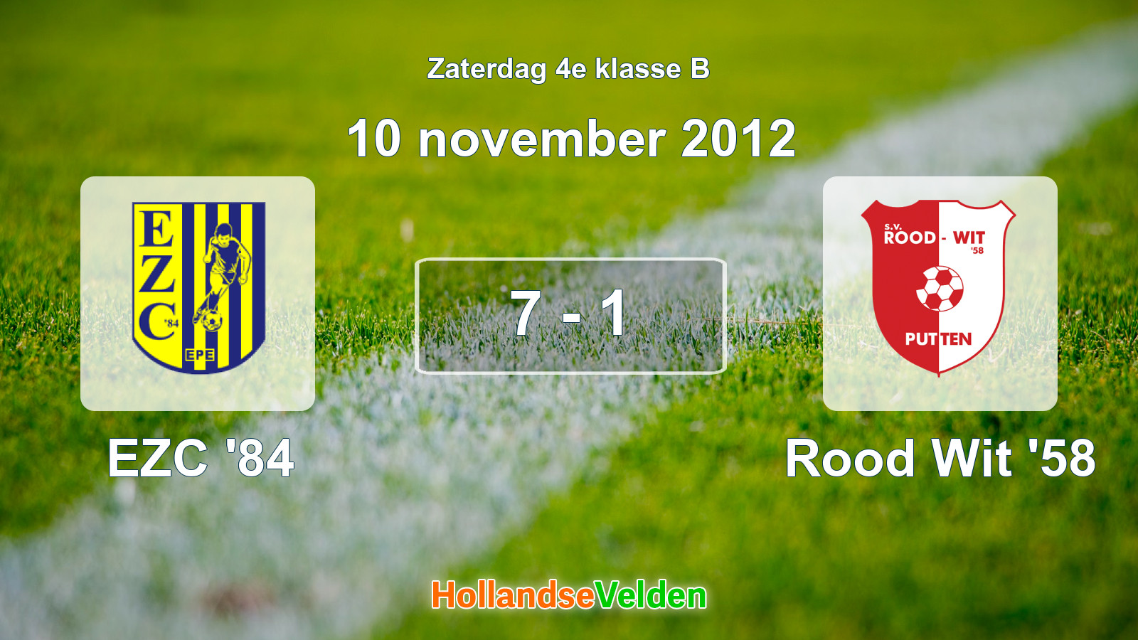 Gespeelde wedstrijd: EZC '84 - Rood Wit '58 7 - 1 (10 november 2012)